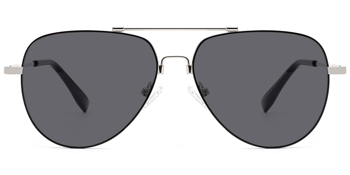 Aviator Sunglasses black-silver+dark_grey_polarized