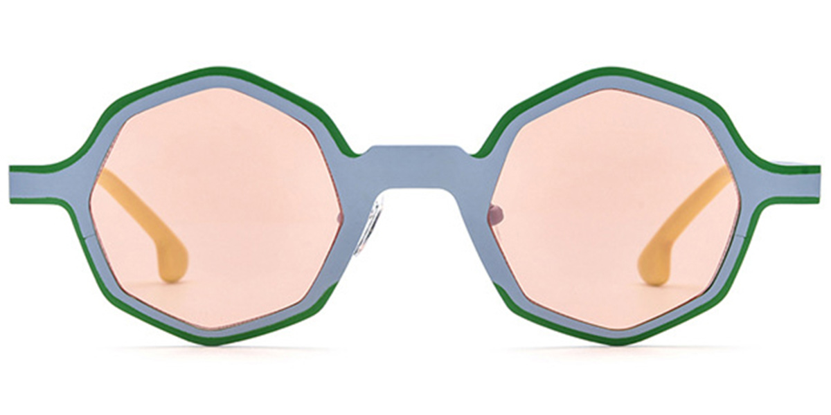 Titanium Geometric Sunglasses pattern-green+rose_polarized