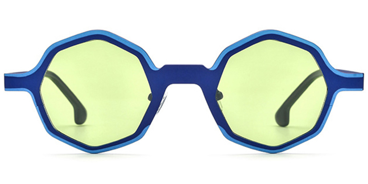 Titanium Geometric Sunglasses pattern-blue+green_polarized