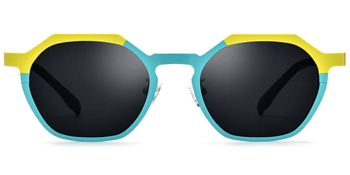 Titanium Geometric Sunglasses pattern-yellow+dark_grey_polarized
