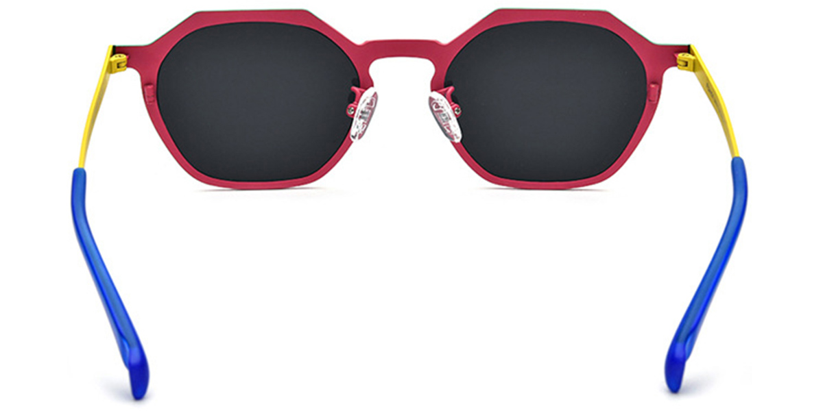 Titanium Geometric Sunglasses pattern-rose+dark_grey_polarized