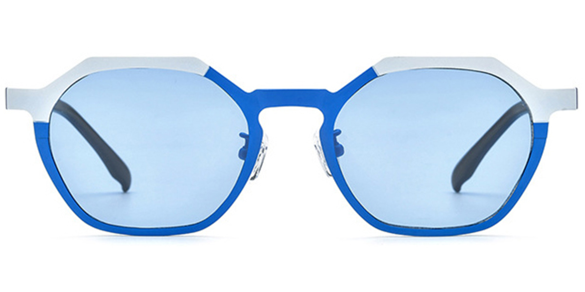 Titanium Geometric Sunglasses pattern-blue+blue_polarized