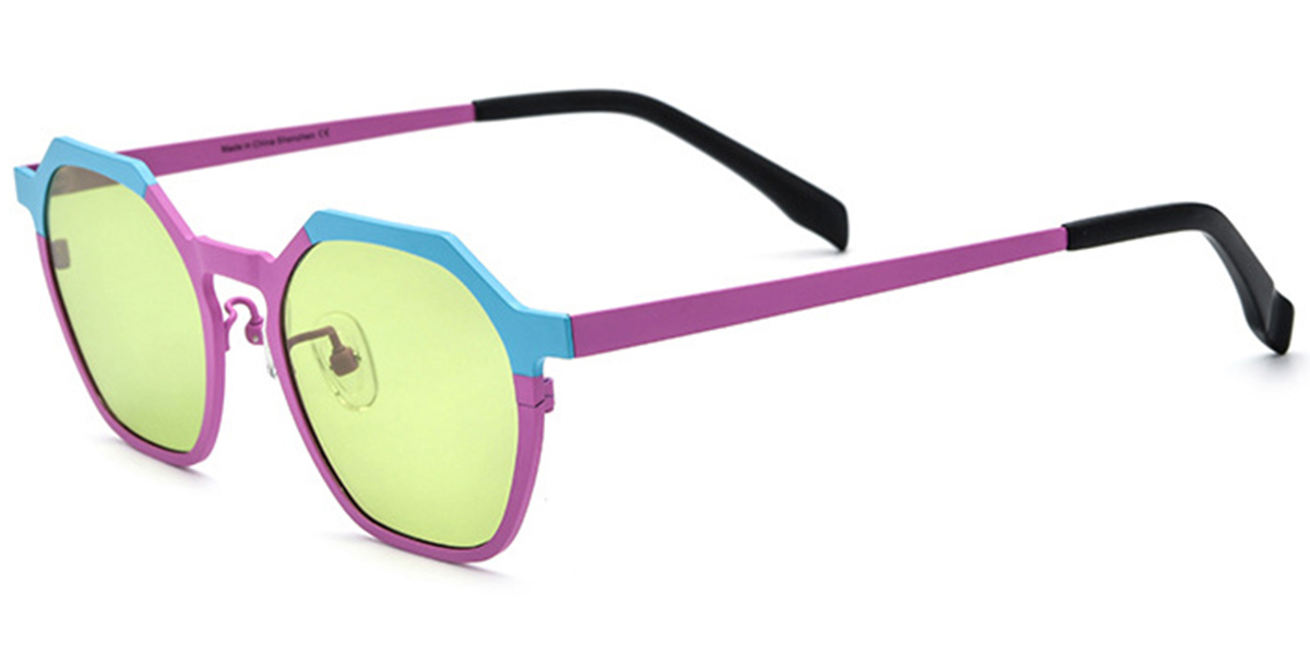 Titanium Geometric Sunglasses pattern-purple+green_polarized