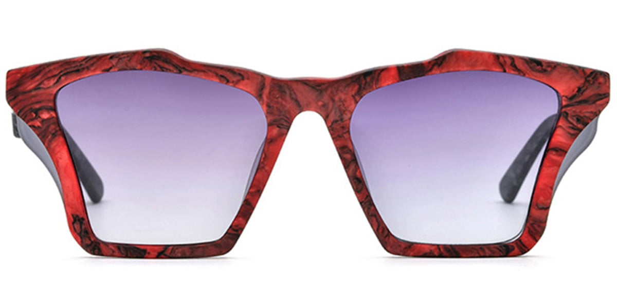 Acetate Geometric Sunglasses pattern-red+gradient_grey_polarized