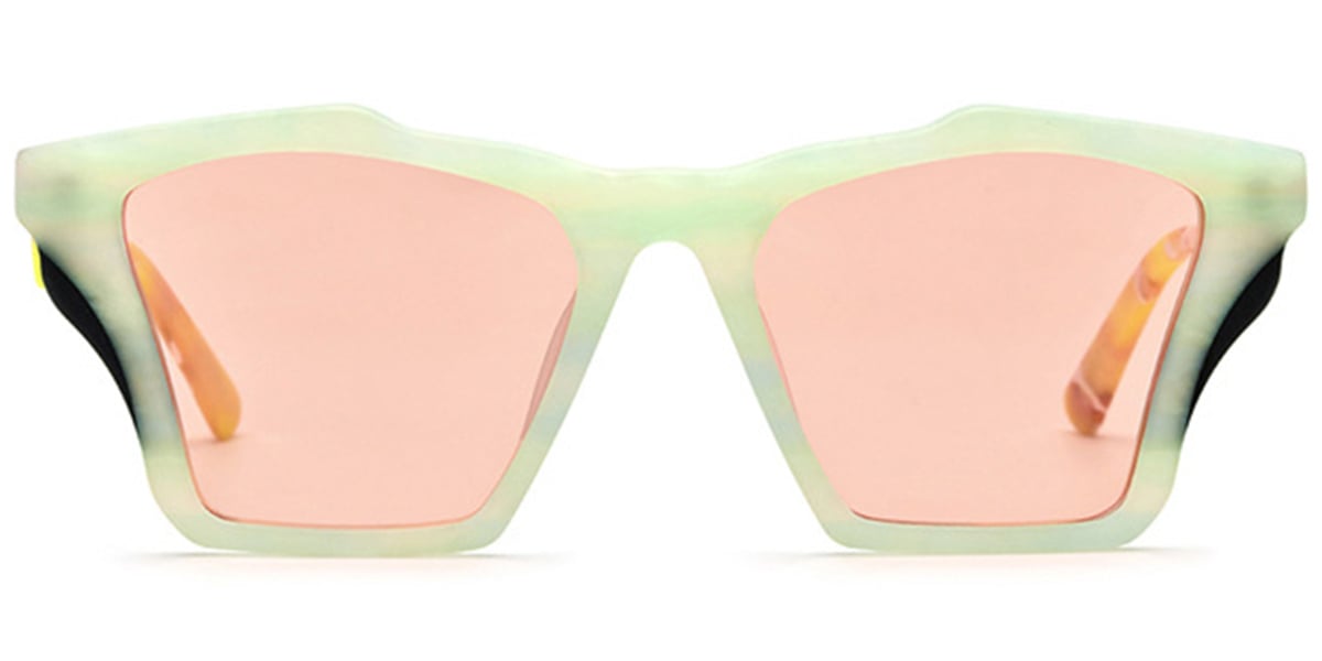 Acetate Geometric Sunglasses pattern-green+rose_polarized