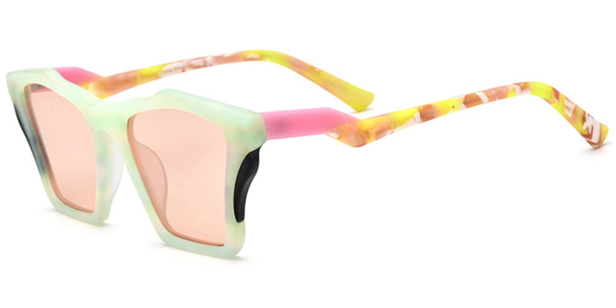 Acetate Geometric Sunglasses pattern-green+rose_polarized