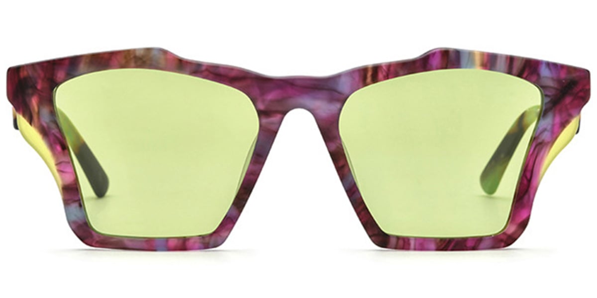 Acetate Geometric Sunglasses pattern-purple+green_polarized