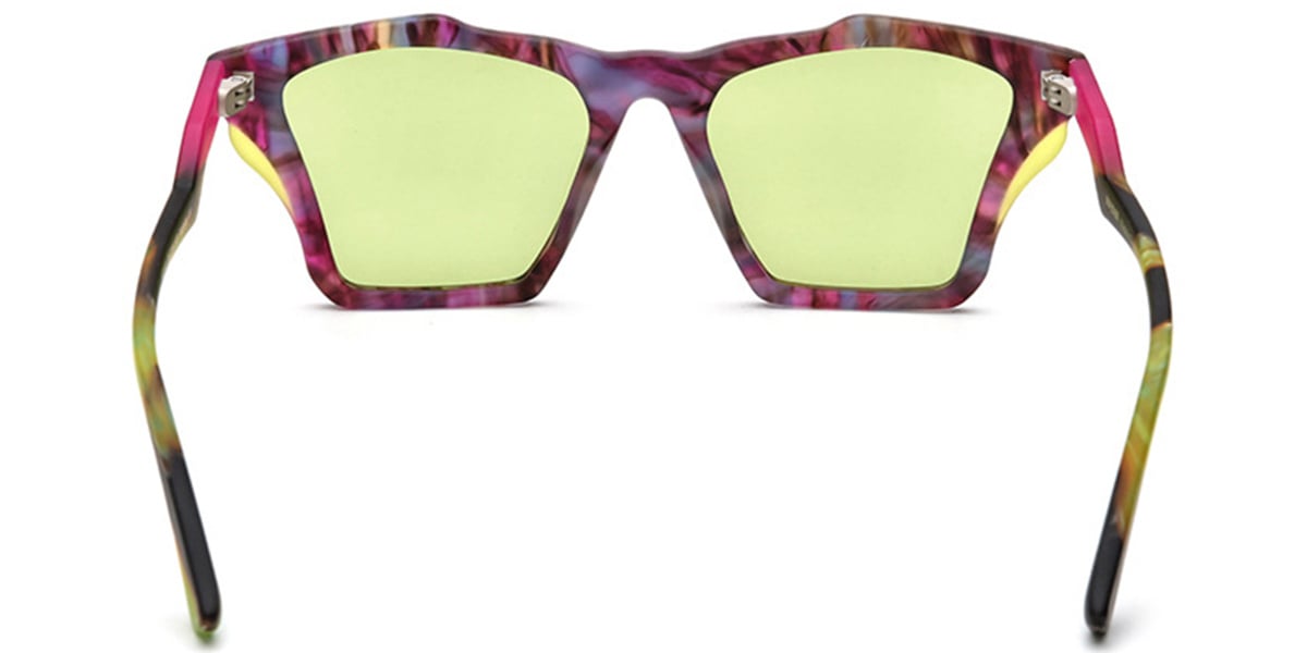 Acetate Geometric Sunglasses pattern-purple+green_polarized