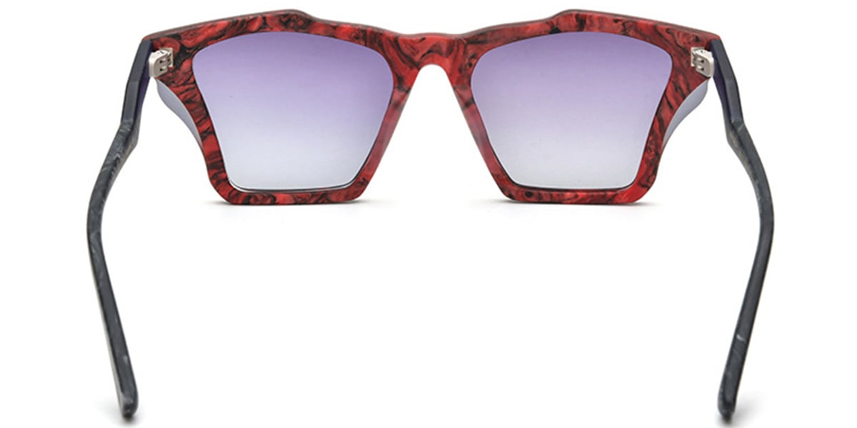 Acetate Geometric Sunglasses pattern-red+gradient_grey_polarized