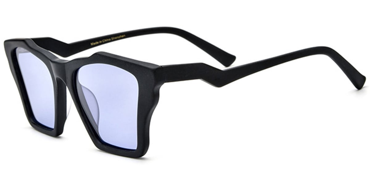 Acetate Geometric Sunglasses black+purple_polarized