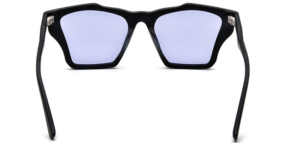 Acetate Geometric Sunglasses black+purple_polarized