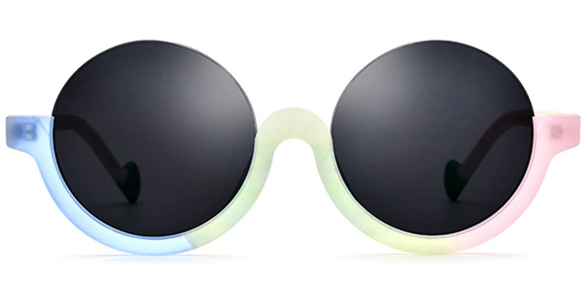 Acetate Round Sunglasses pattern-green+dark_grey