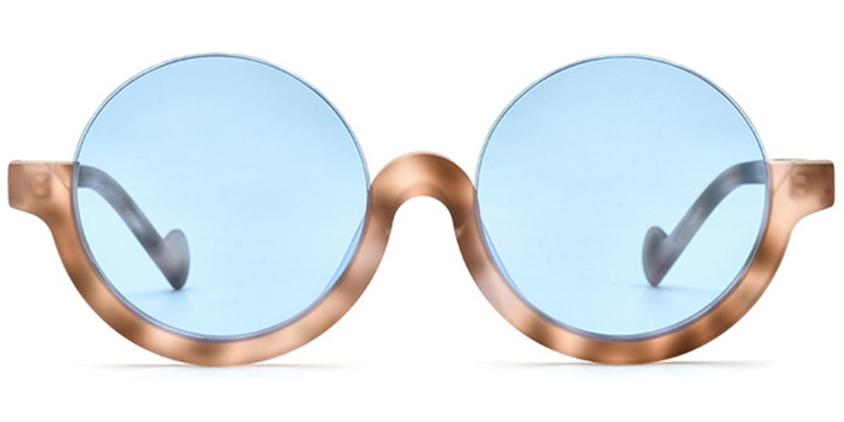 Acetate Round Sunglasses tortoiseshell+light_blue