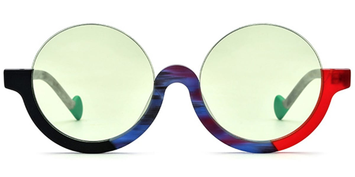 Acetate Round Sunglasses pattern-blue+light_green