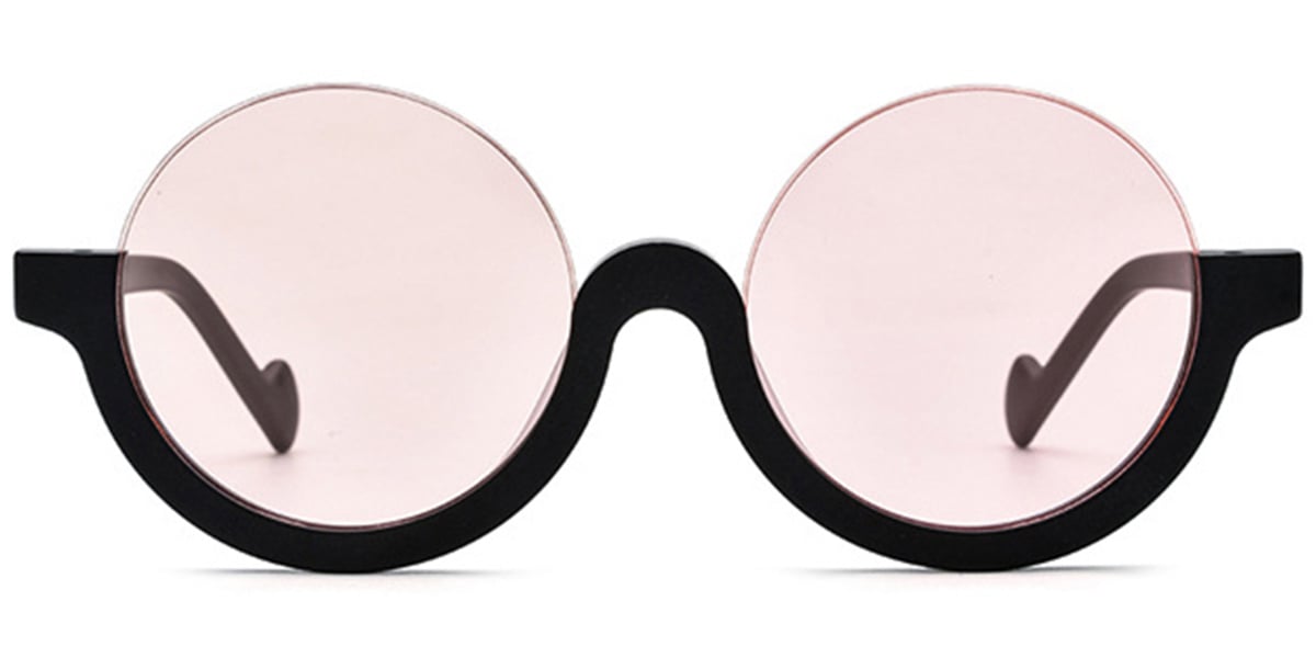 Acetate Round Sunglasses black+light_pink