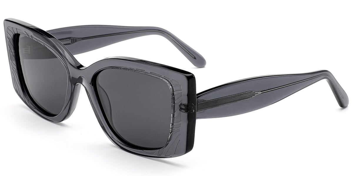 Acetate Square Sunglasses translucent-grey+dark_grey_polarized