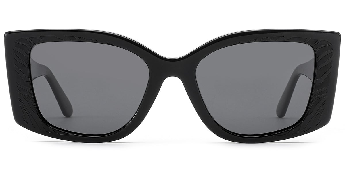 Acetate Square Sunglasses black+dark_grey_polarized