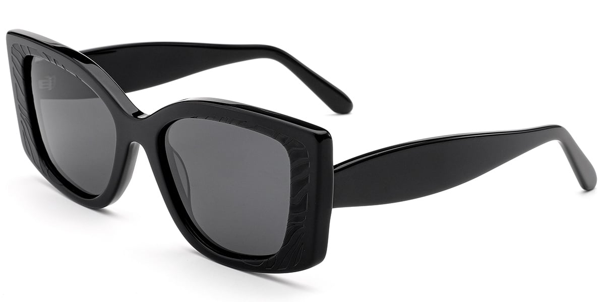 Acetate Square Sunglasses black+dark_grey_polarized