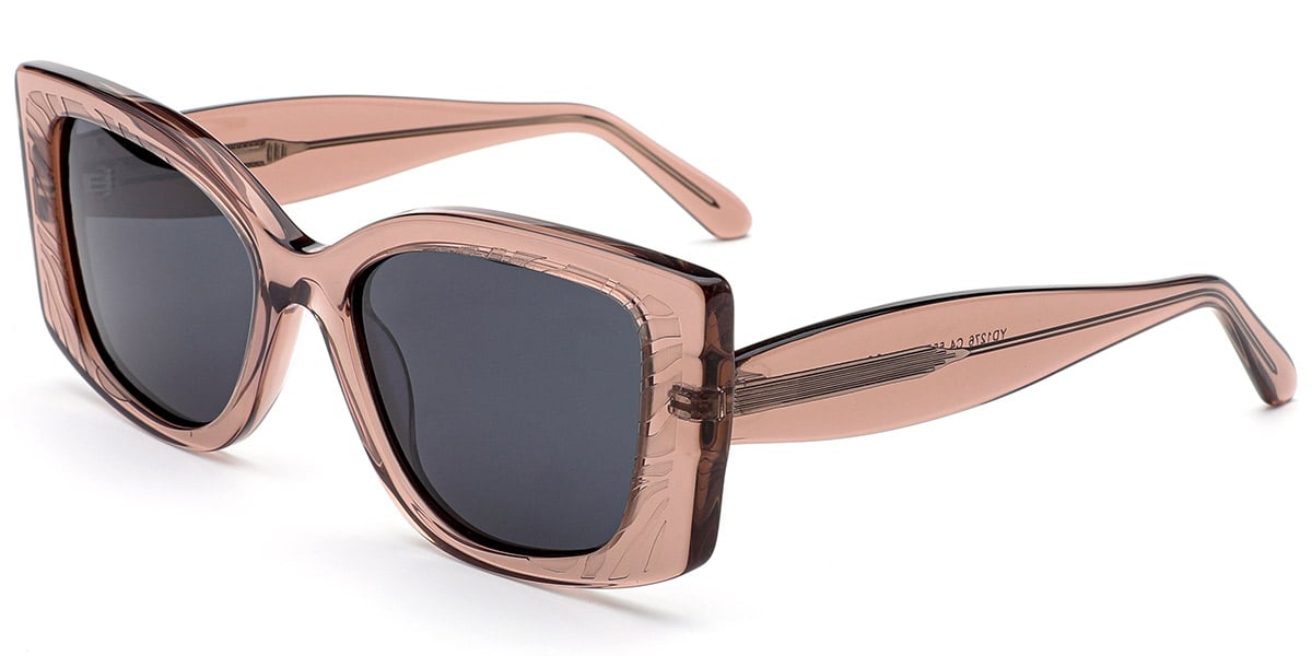 Acetate Square Sunglasses translucent-brown+dark_grey_polarized