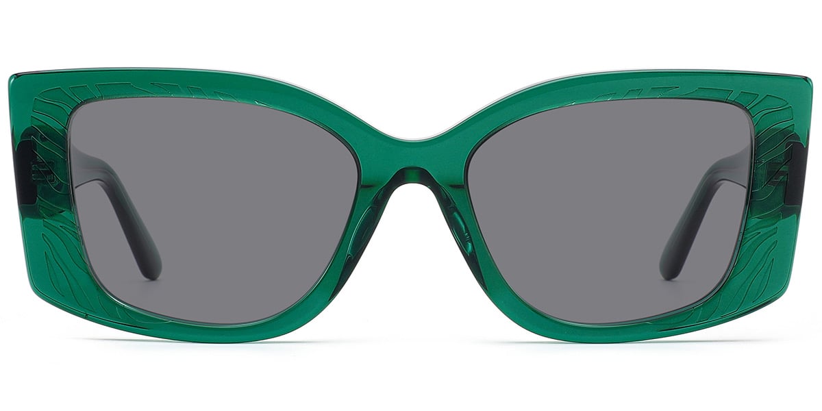 Acetate Square Sunglasses translucent-green+dark_grey_polarized