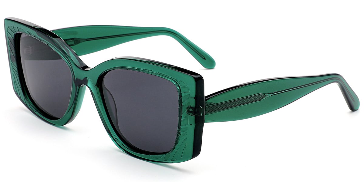 Acetate Square Sunglasses translucent-green+dark_grey_polarized