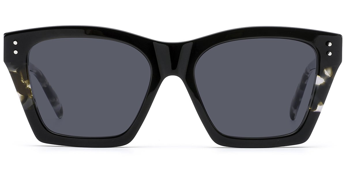 Acetate Square Sunglasses pattern-black+dark_grey_polarized