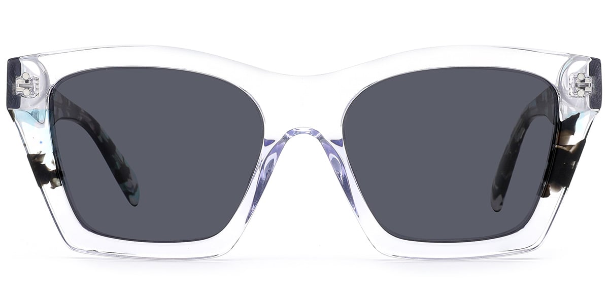 Acetate Square Sunglasses pattern-translucent+dark_grey_polarized