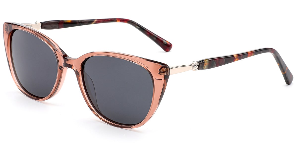 Acetate Cat Eye Sunglasses translucent-brown+dark_grey_polarized