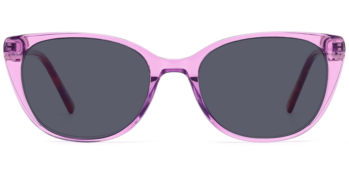 Acetate Cat Eye Sunglasses translucent-pink+dark_grey_polarized