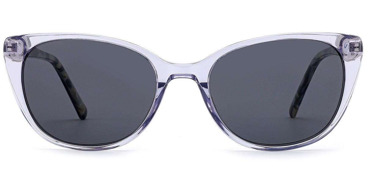 Acetate Cat Eye Sunglasses translucent-grey+dark_grey_polarized