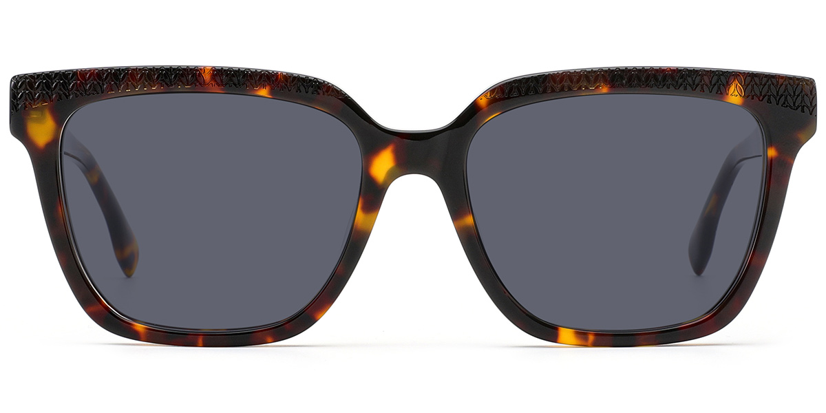 Acetate Square Sunglasses tortoiseshell+dark_grey_polarized