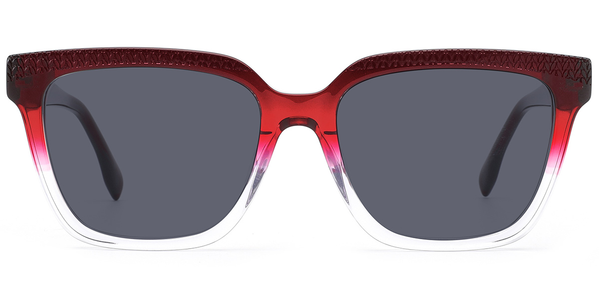 Acetate Square Sunglasses gradient_red+dark_grey_polarized