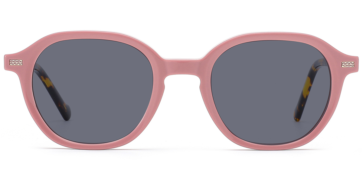 Acetate Square Sunglasses pink+dark_grey_polarized