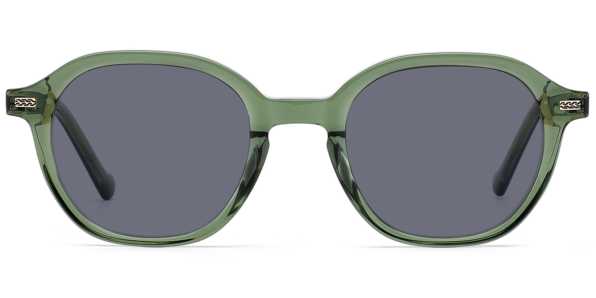 Acetate Square Sunglasses translucent-green+dark_grey_polarized