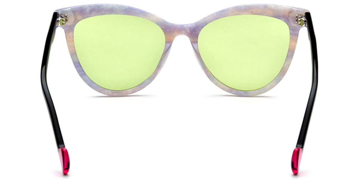 Acetate Cat Eye Sunglasses pattern-white+green_polarized