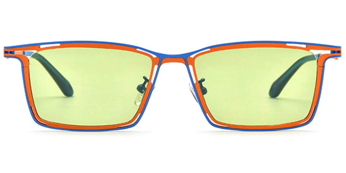 Titanium Rectangle Sunglasses pattern-orange+green_polarized