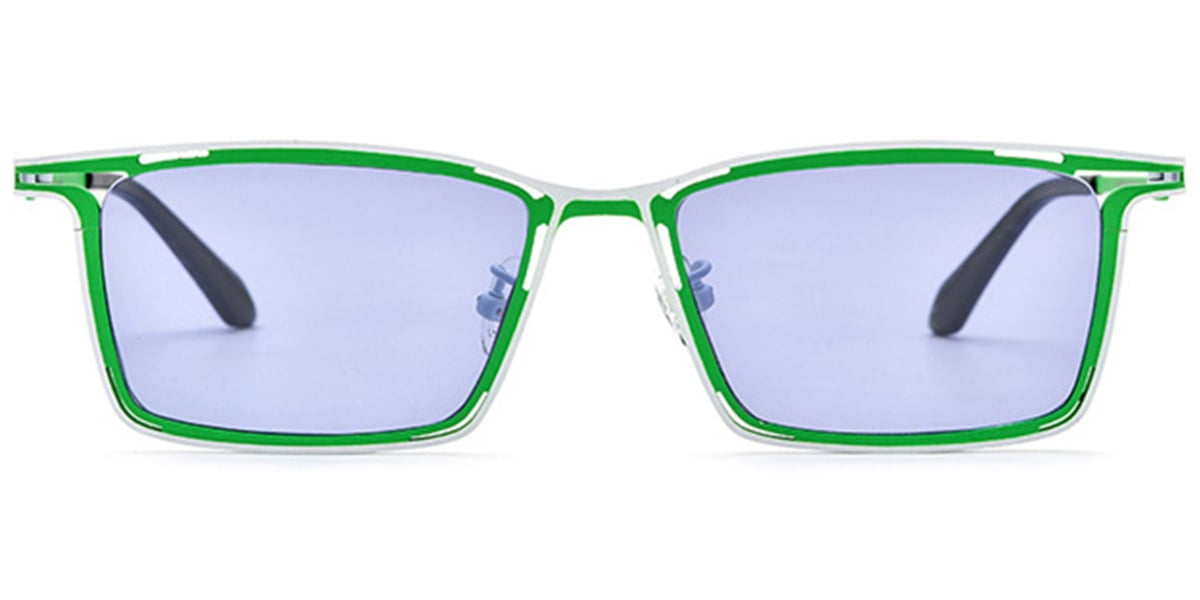 Titanium Rectangle Sunglasses pattern-green+purple_polarized