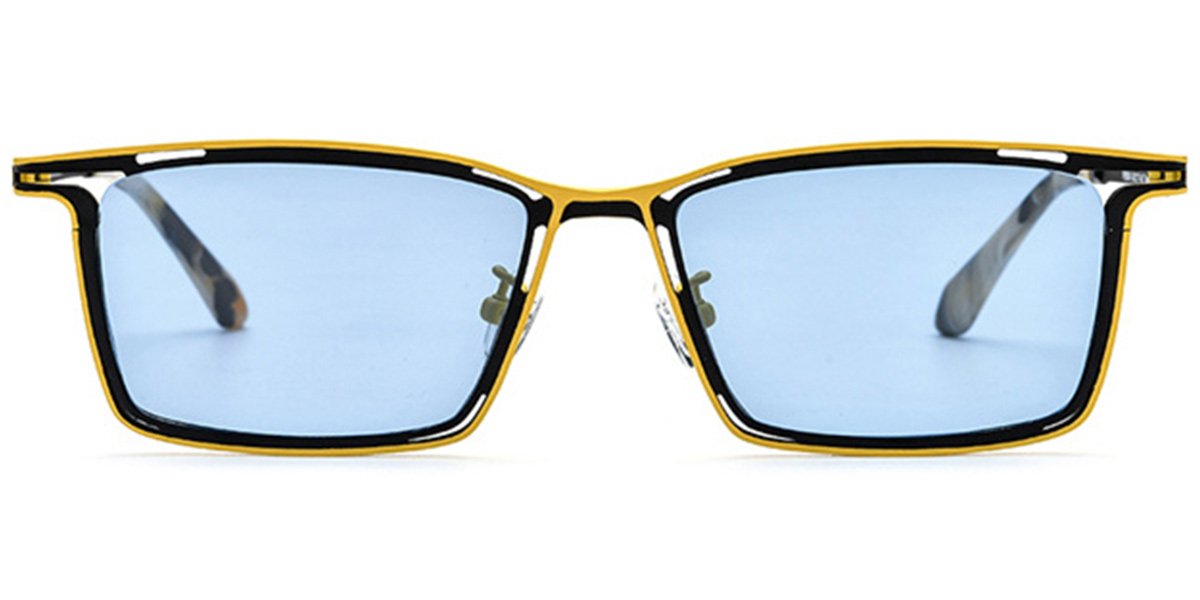 Titanium Rectangle Sunglasses pattern-yellow+blue_polarized