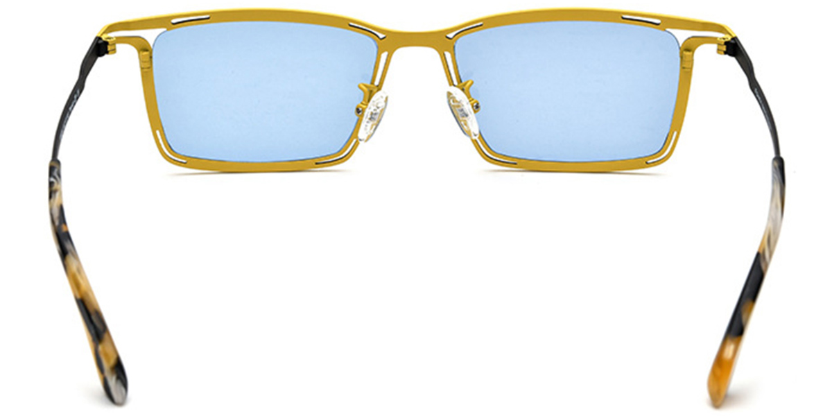 Titanium Rectangle Sunglasses pattern-yellow+blue_polarized