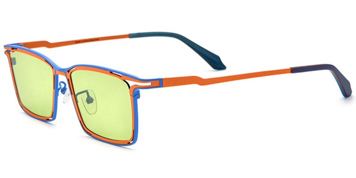 Titanium Rectangle Sunglasses pattern-orange+green_polarized