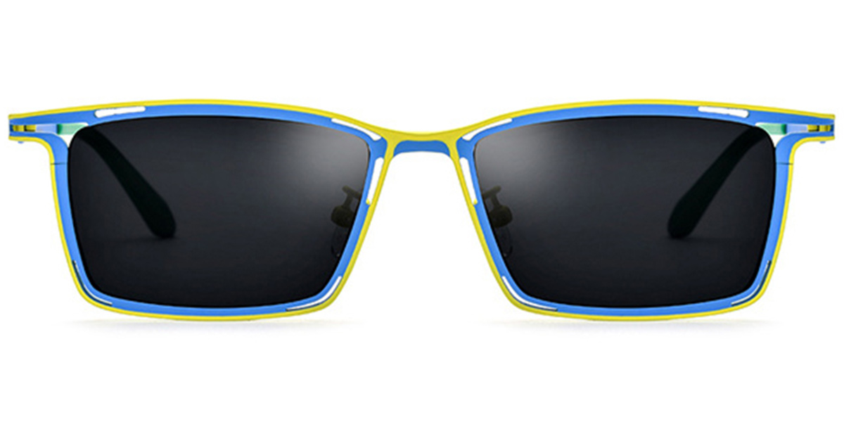 Titanium Rectangle Sunglasses pattern-blue+dark_grey_polarized