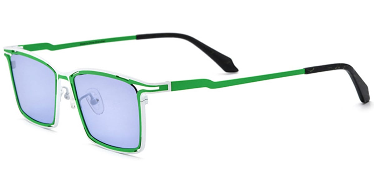 Titanium Rectangle Sunglasses pattern-green+purple_polarized