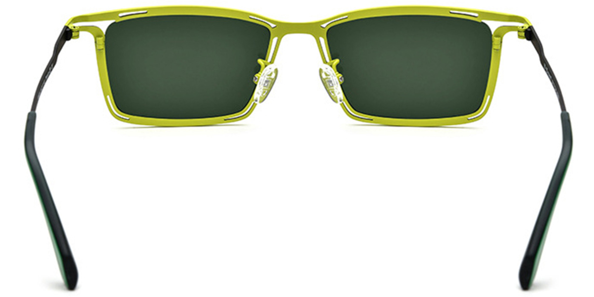 Titanium Rectangle Sunglasses pattern-black+dark_green_polarized