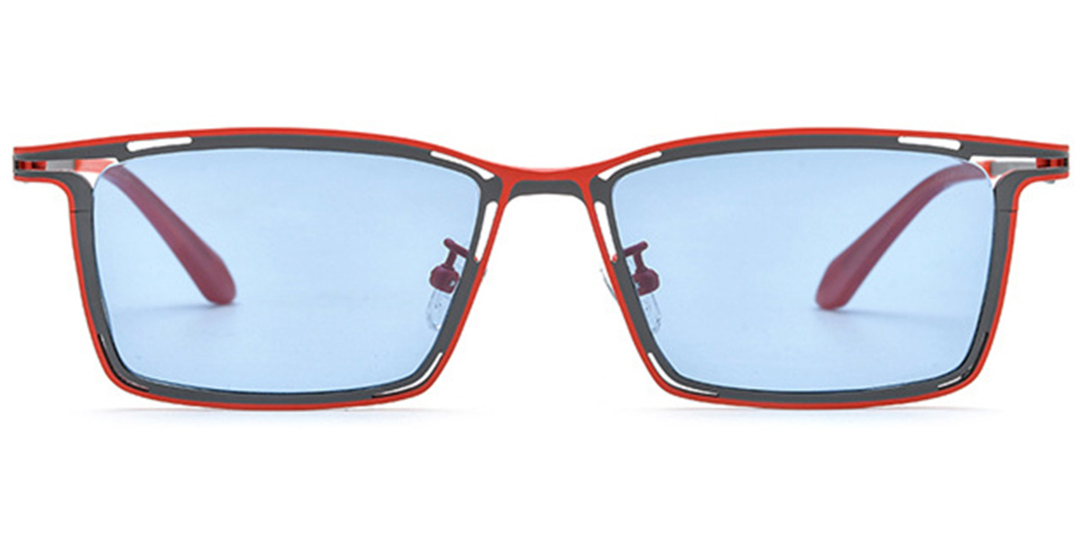 Titanium Rectangle Sunglasses pattern-grey+blue_polarized