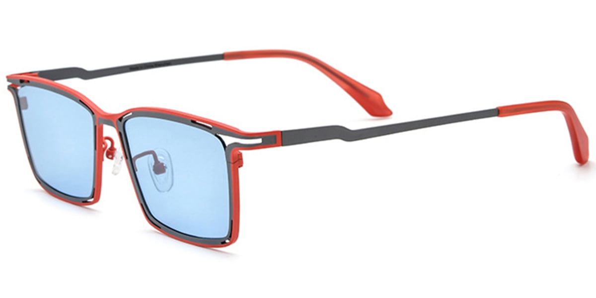 Titanium Rectangle Sunglasses pattern-grey+blue_polarized