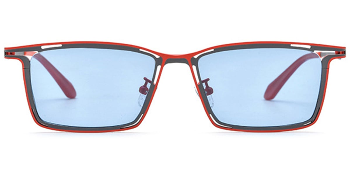 Titanium Rectangle Sunglasses pattern-grey+blue_polarized