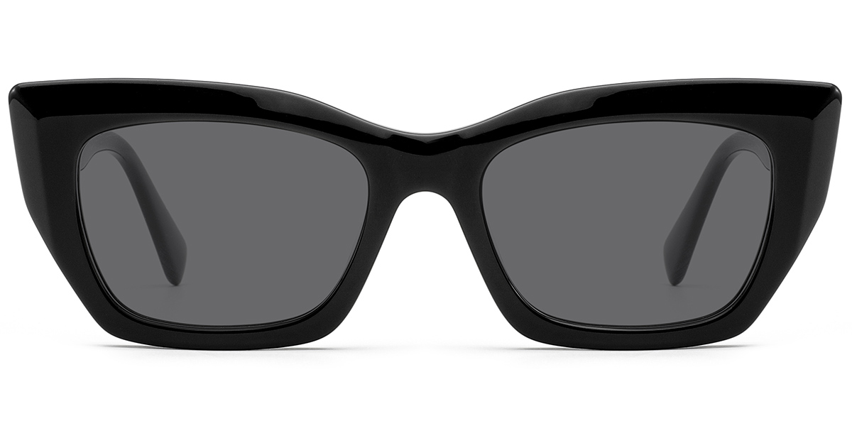 Acetate Rectangle Sunglasses black+dark_grey_polarized