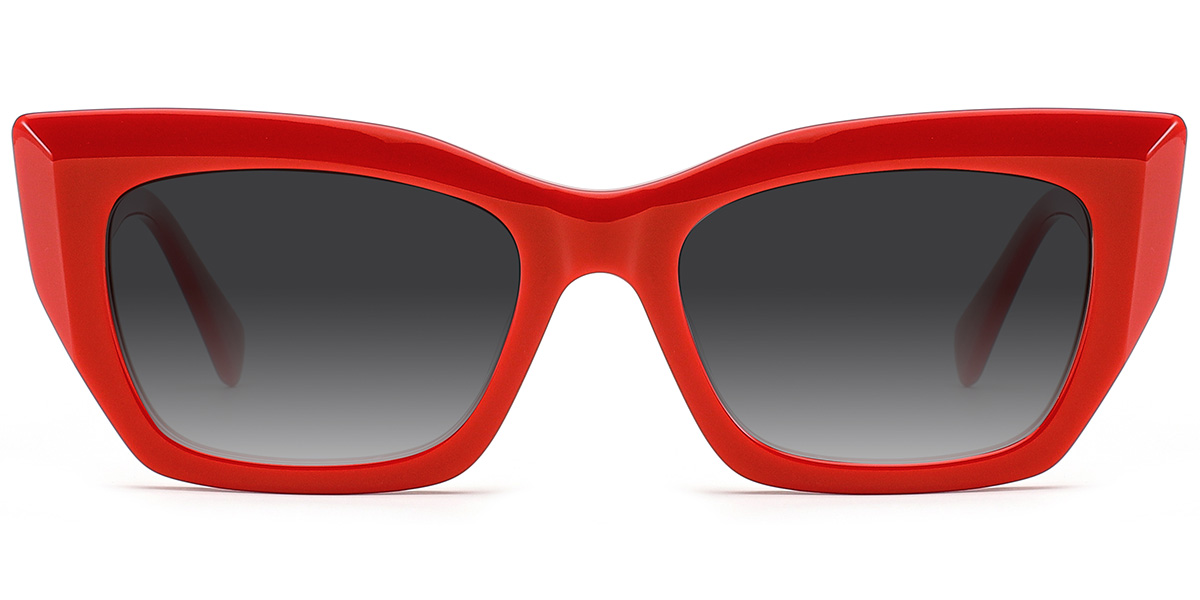 Acetate Rectangle Sunglasses red+gradient_grey_polarized