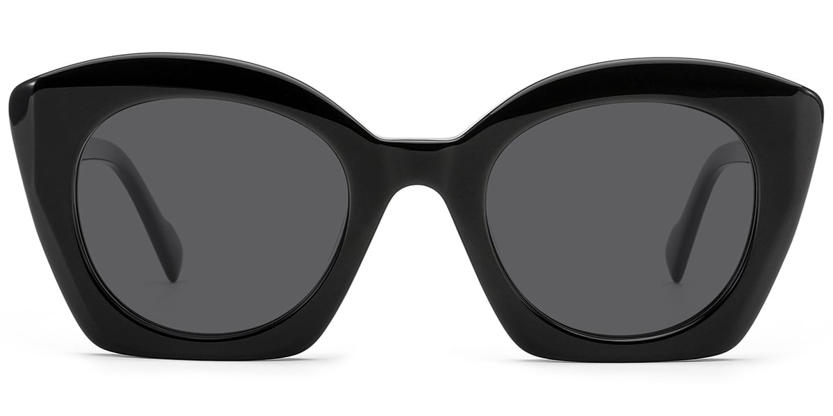 Acetate Square Sunglasses black+dark_grey_polarized