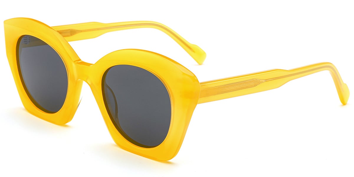 Acetate Square Sunglasses yellow+dark_grey_polarized